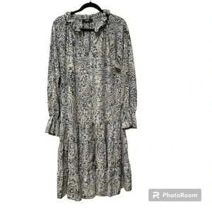 O.P.T. Ruffle Paisley Midi Maxi Long Sleeve Dress Small NWOT